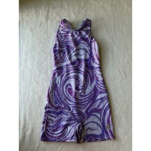 Snowflake Razzleberry T-Back Gymnastics Dance Biketard Purple Holographic L